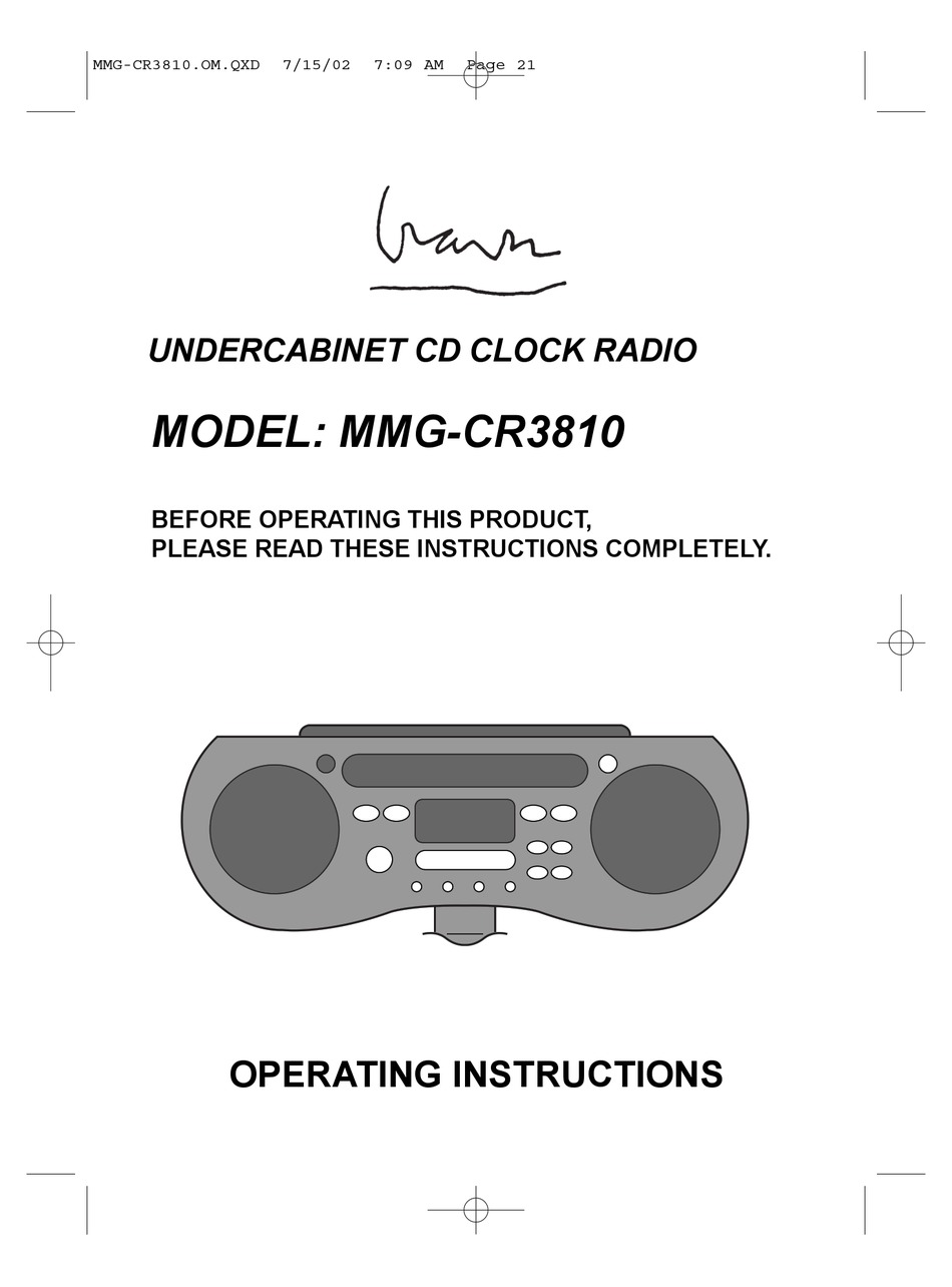 MEMOREX MMGCR3810 OPERATING INSTRUCTIONS MANUAL Pdf Download ManualsLib