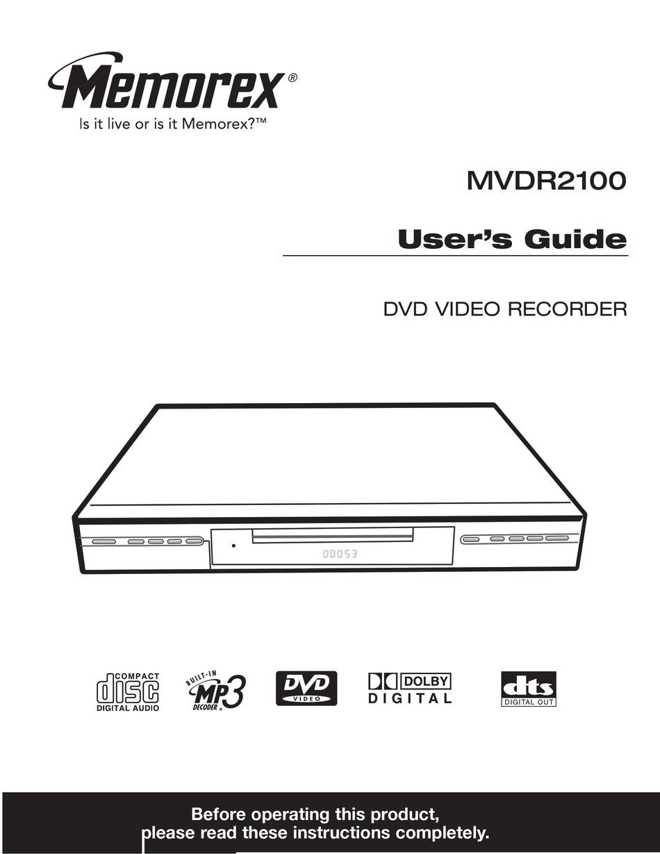 MEMOREX MVDR2100 USER MANUAL Pdf Download | ManualsLib