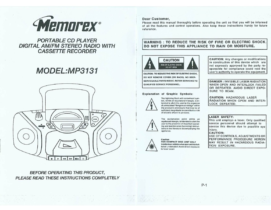 MEMOREX MP3131 OWNER'S MANUAL Pdf Download | ManualsLib