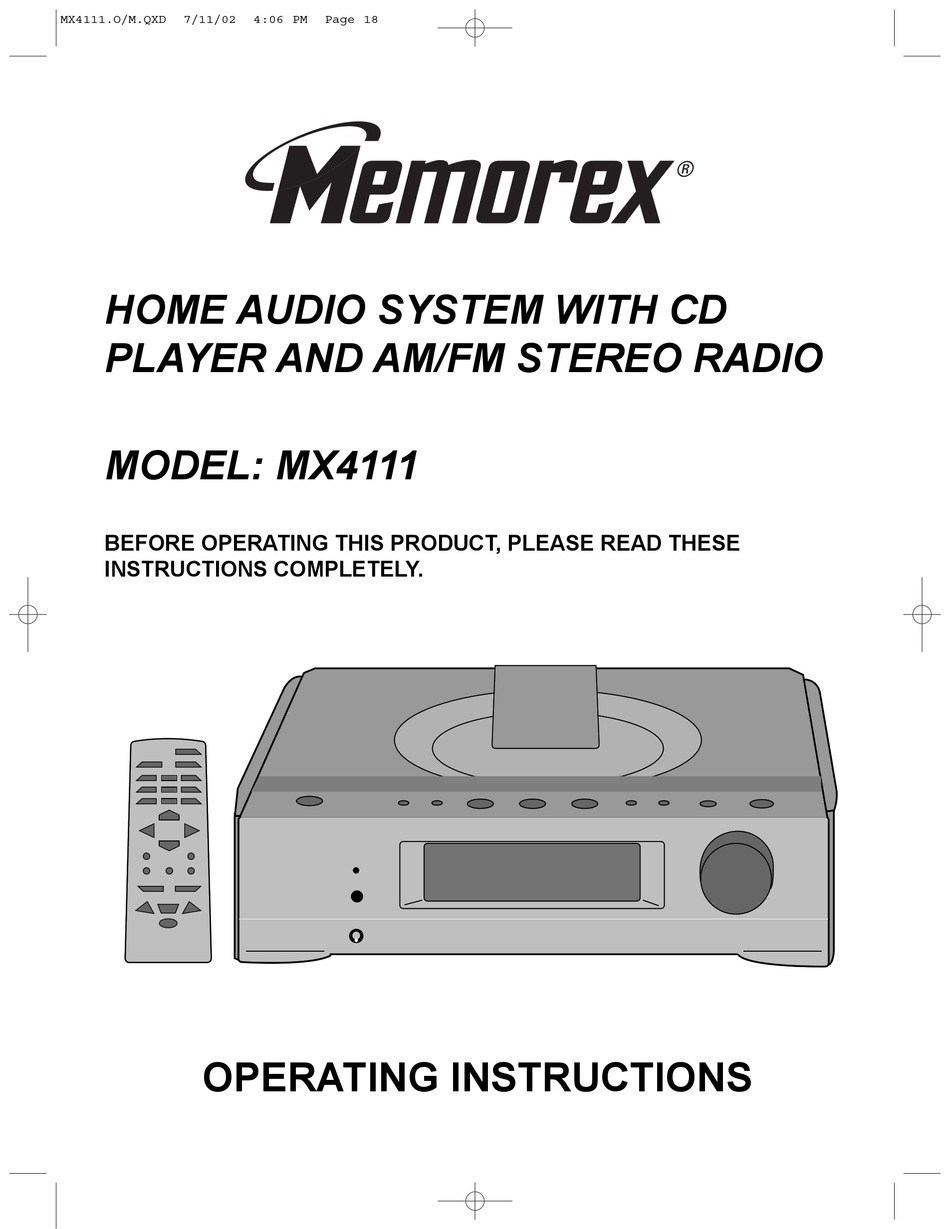 MEMOREX MX4111 OPERATING INSTRUCTIONS MANUAL Pdf Download ManualsLib