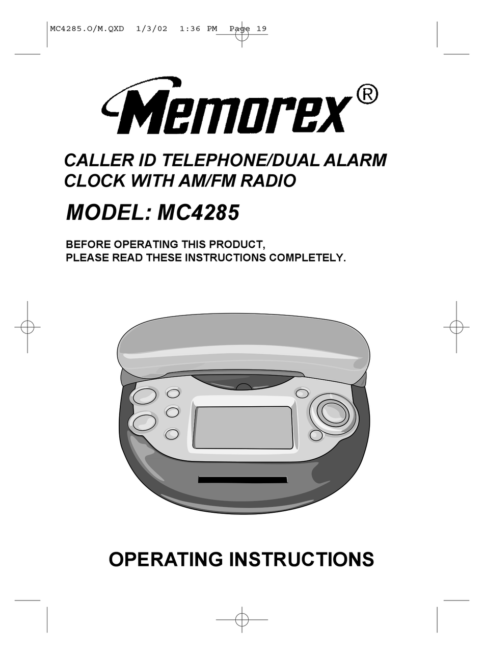 MEMOREX MC4285 OPERATING INSTRUCTIONS MANUAL Pdf Download ManualsLib