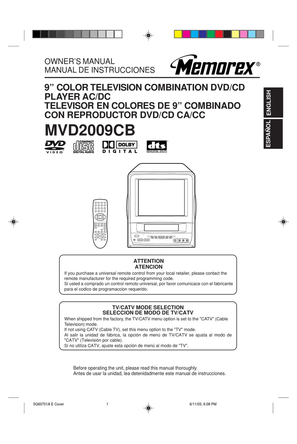 MEMOREX MVD2009CB OWNER'S MANUAL Pdf Download | ManualsLib