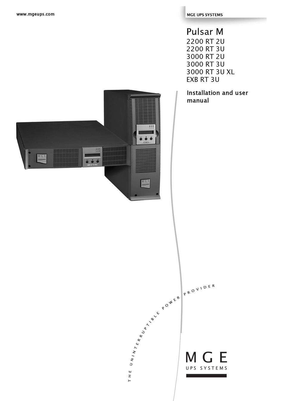 MGE UPS SYSTEMS 2200 RT 2U INSTALLATION AND USER MANUAL Pdf Download