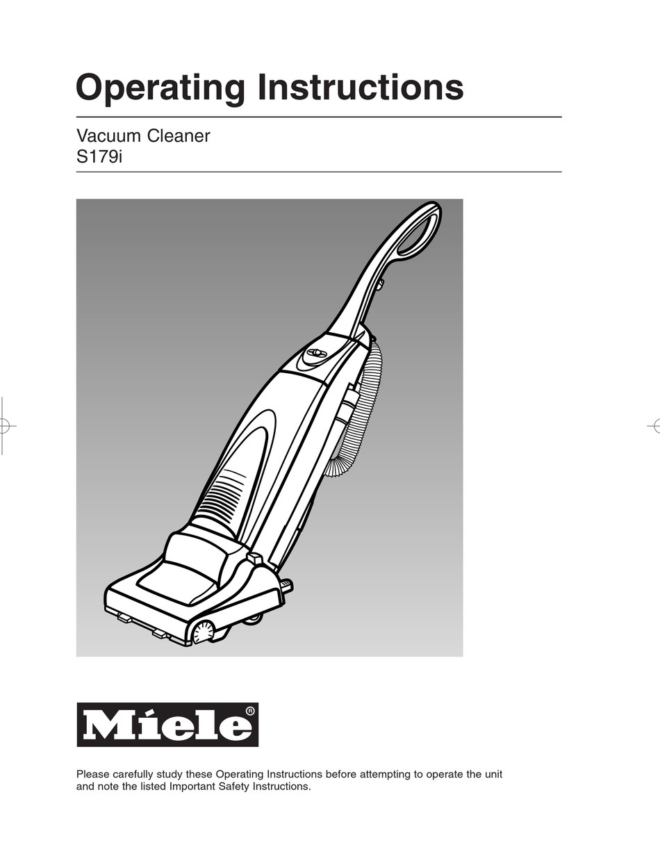 MIELE S179I OPERATING INSTRUCTIONS MANUAL Pdf Download ManualsLib