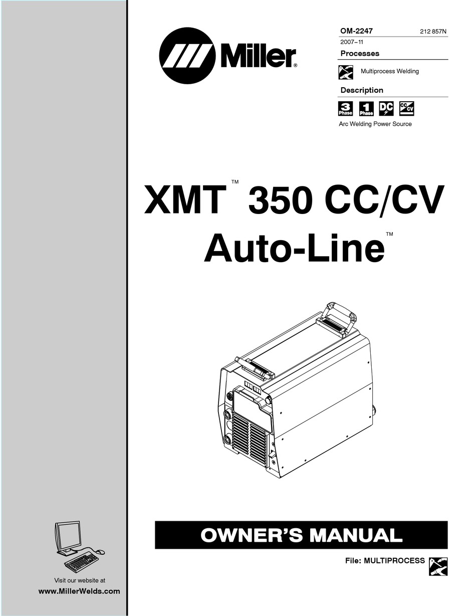 MILLER ELECTRIC XMT 350 CC/CV OWNER'S MANUAL Pdf Download | ManualsLib