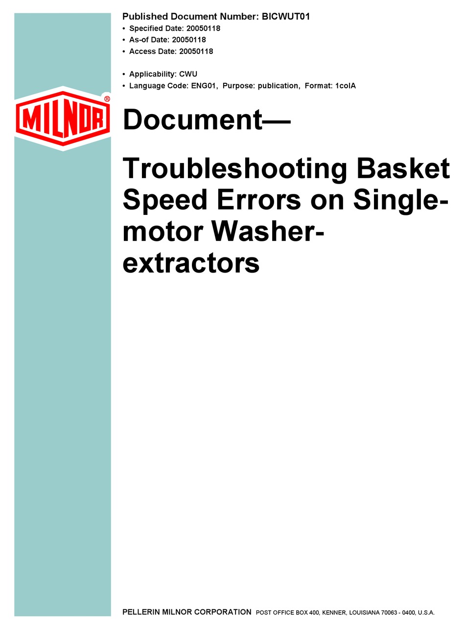 milnor washer repair troubleshooting