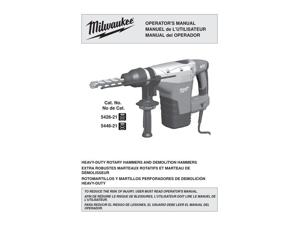 Milwaukee 5426-21 Operator's Manual 