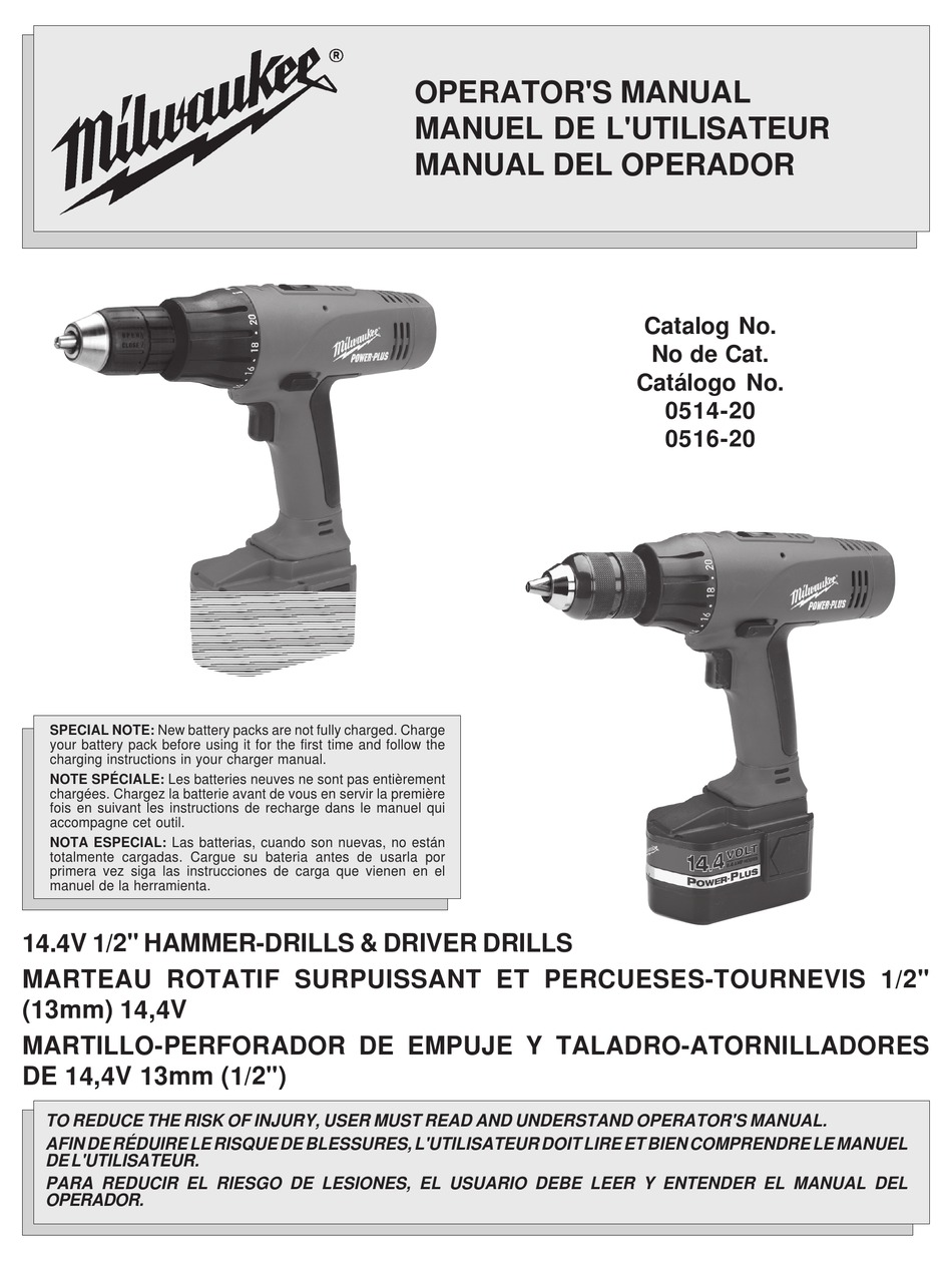 MILWAUKEE HAMMERDRILLS & DRIVER DRILLS OPERATOR'S MANUAL Pdf Download