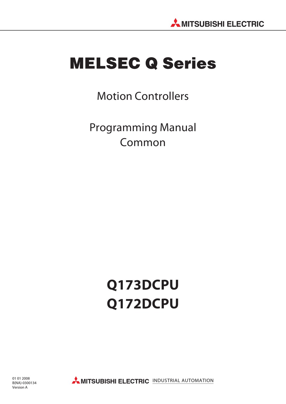 MITSUBISHI ELECTRIC MOTION CONTROLLERS Q172DCPU PROGRAMMING MANUAL