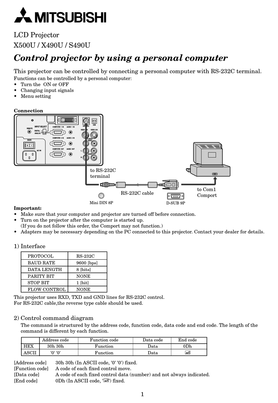 MITSUBISHI X490U INFORMATION SHEET Pdf Download | ManualsLib