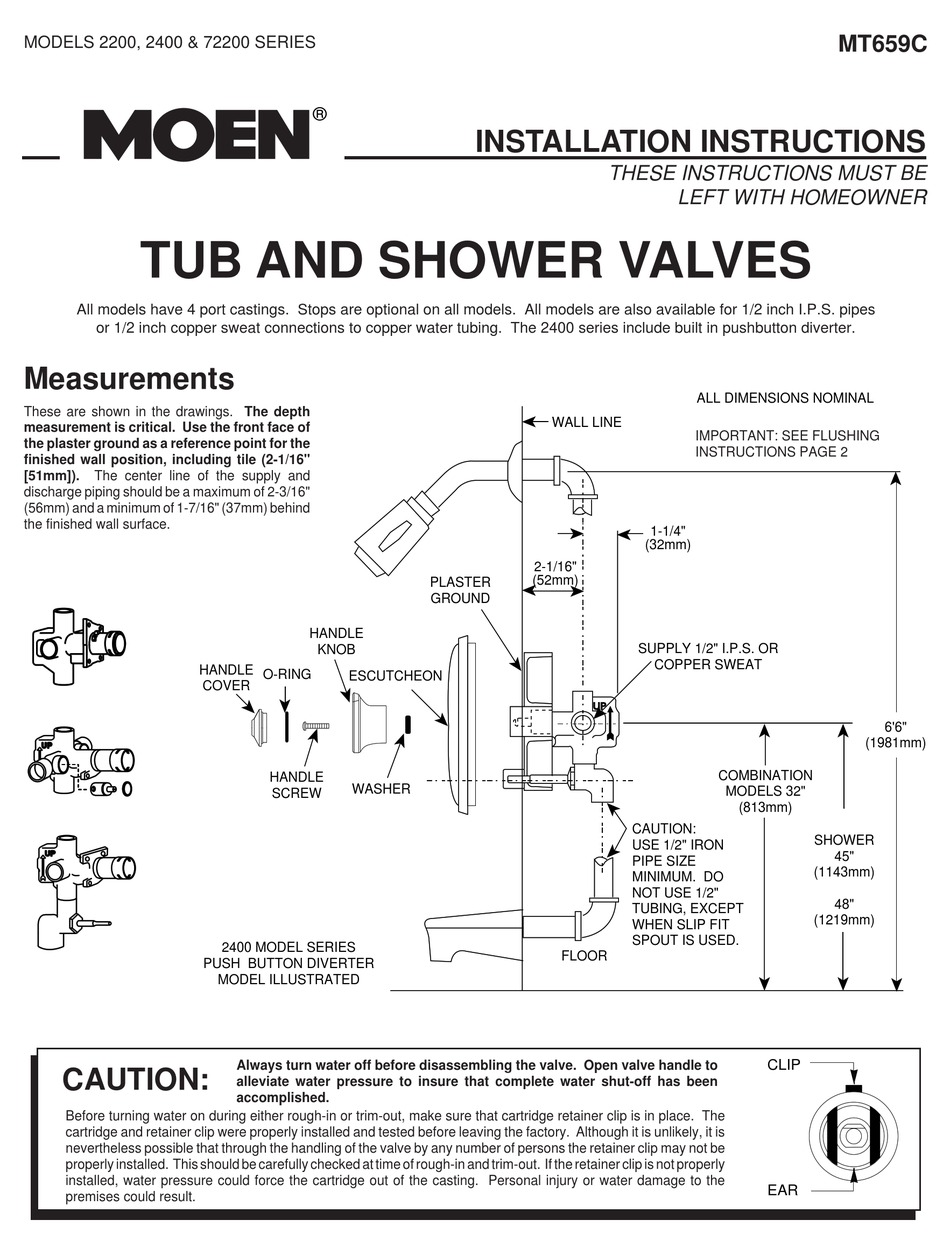 Moen 2200 Series Installation, How To Install A Moen Bathtub Faucet