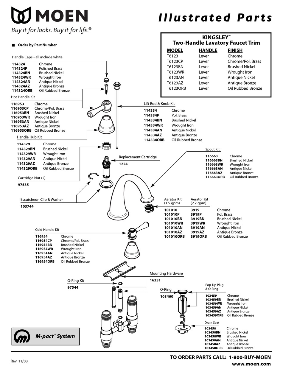 MOEN ANTIQUE BRONZE T6123AZ ILLUSTRATED PARTS LIST Pdf Download ...