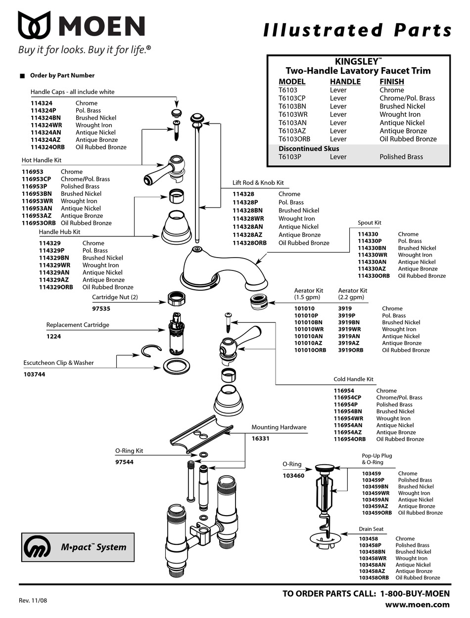 MOEN KINGSLEY T6103AN ILLUSTRATED PARTS MANUAL Pdf Download ManualsLib