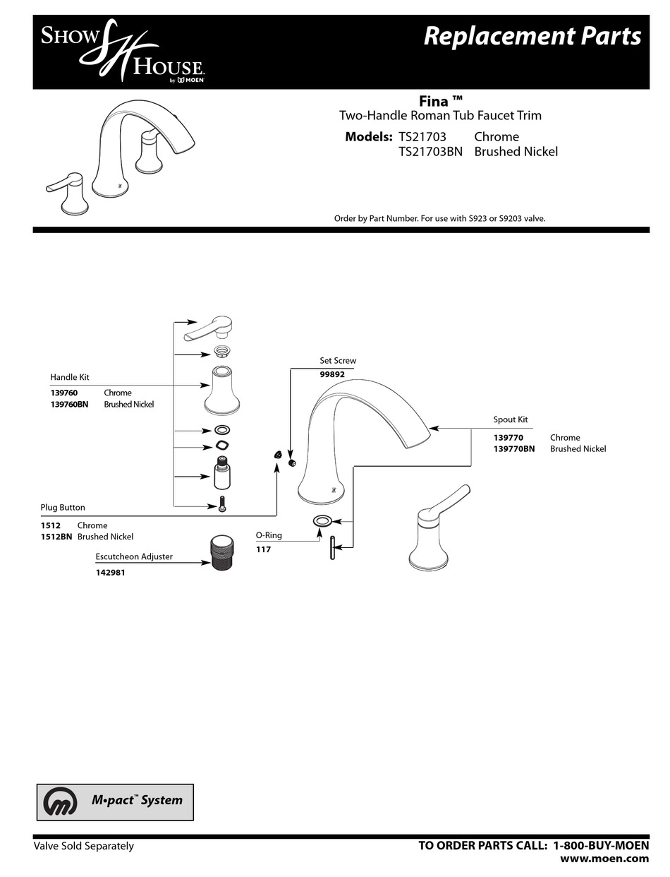 MOEN TS21703 REPLACEMENT PARTS Pdf Download ManualsLib