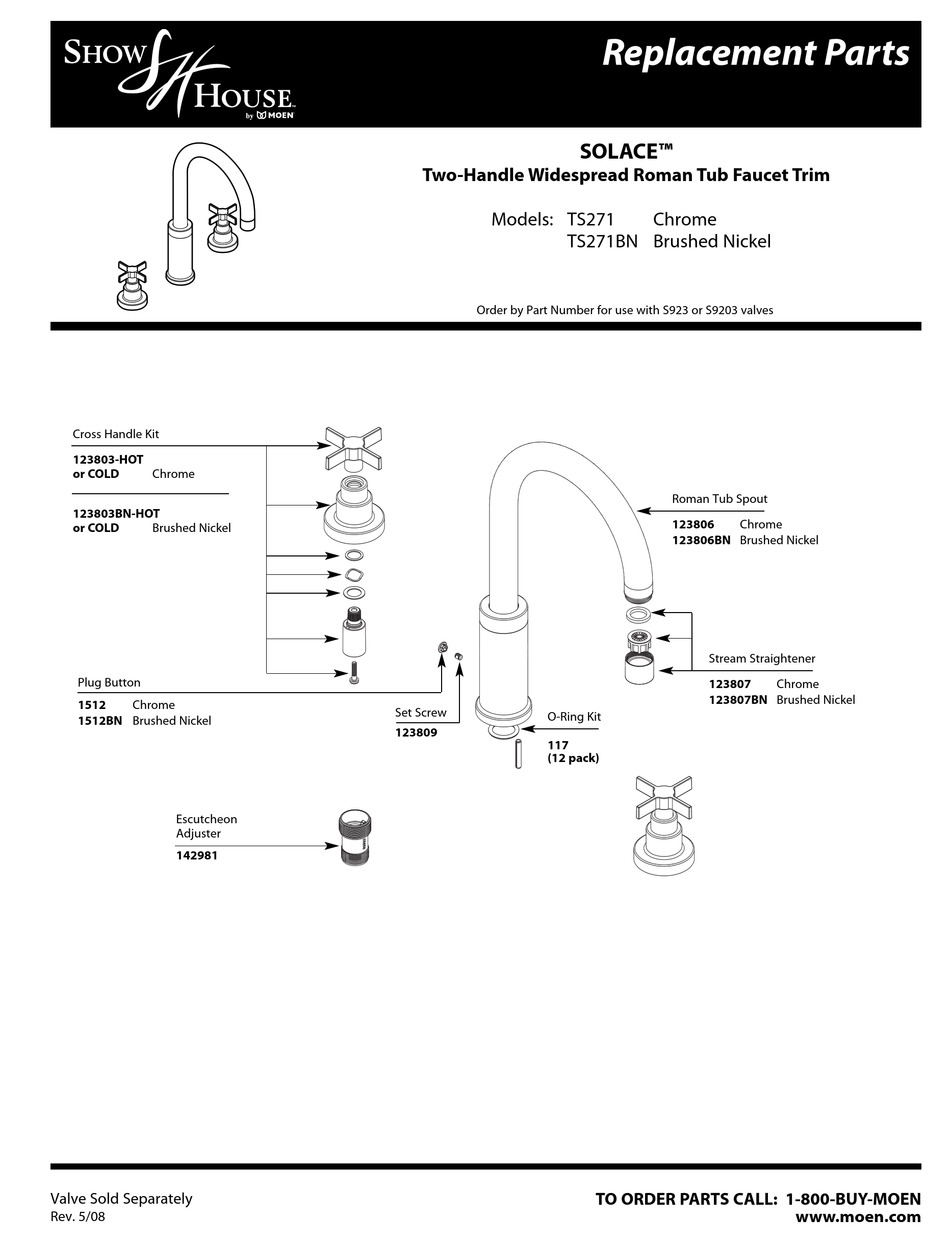 MOEN TS271 CHROME REPLACEMENT PARTS LIST Pdf Download ManualsLib