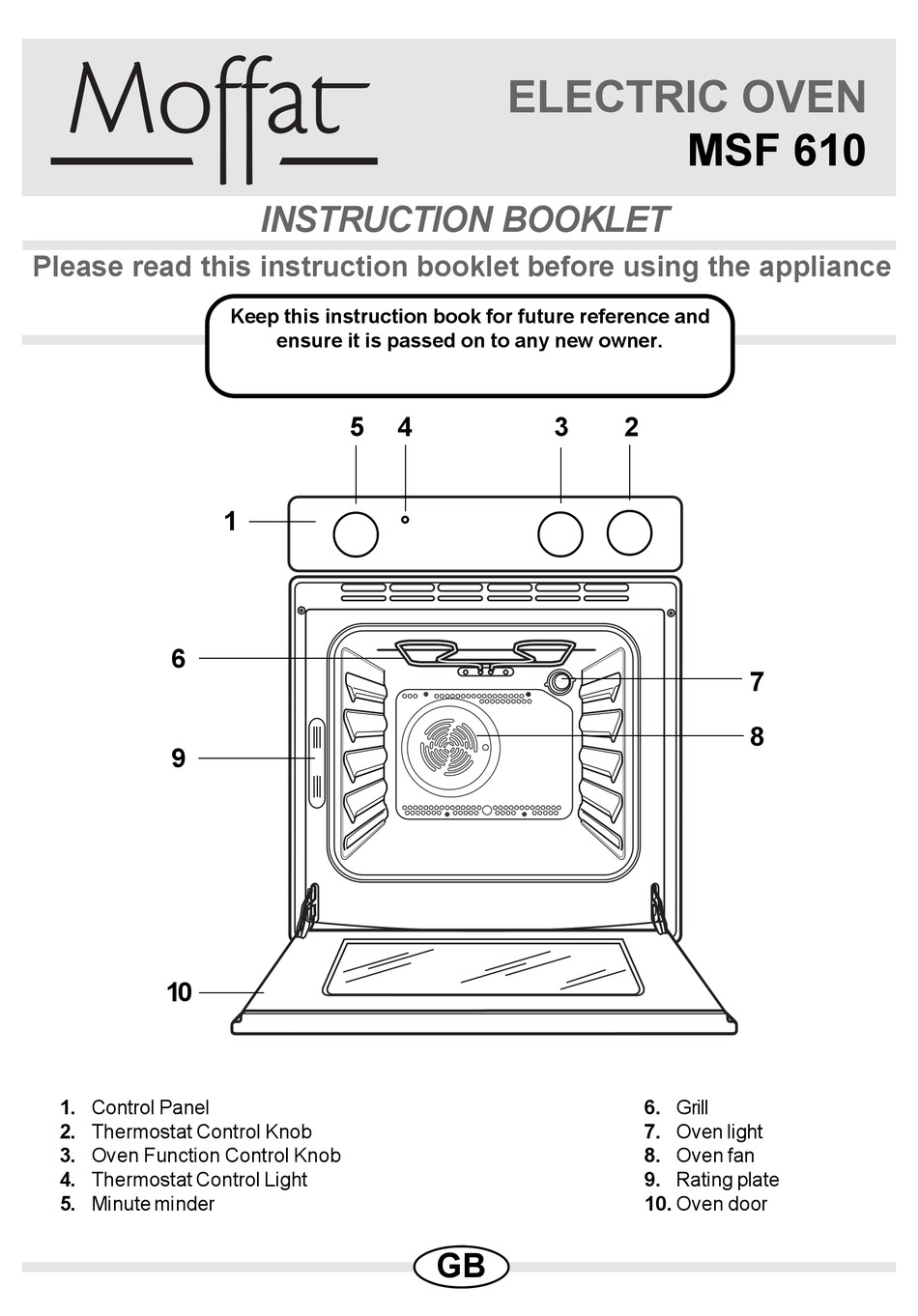 MOFFAT MSF 610 INSTRUCTION BOOKLET Pdf Download ManualsLib