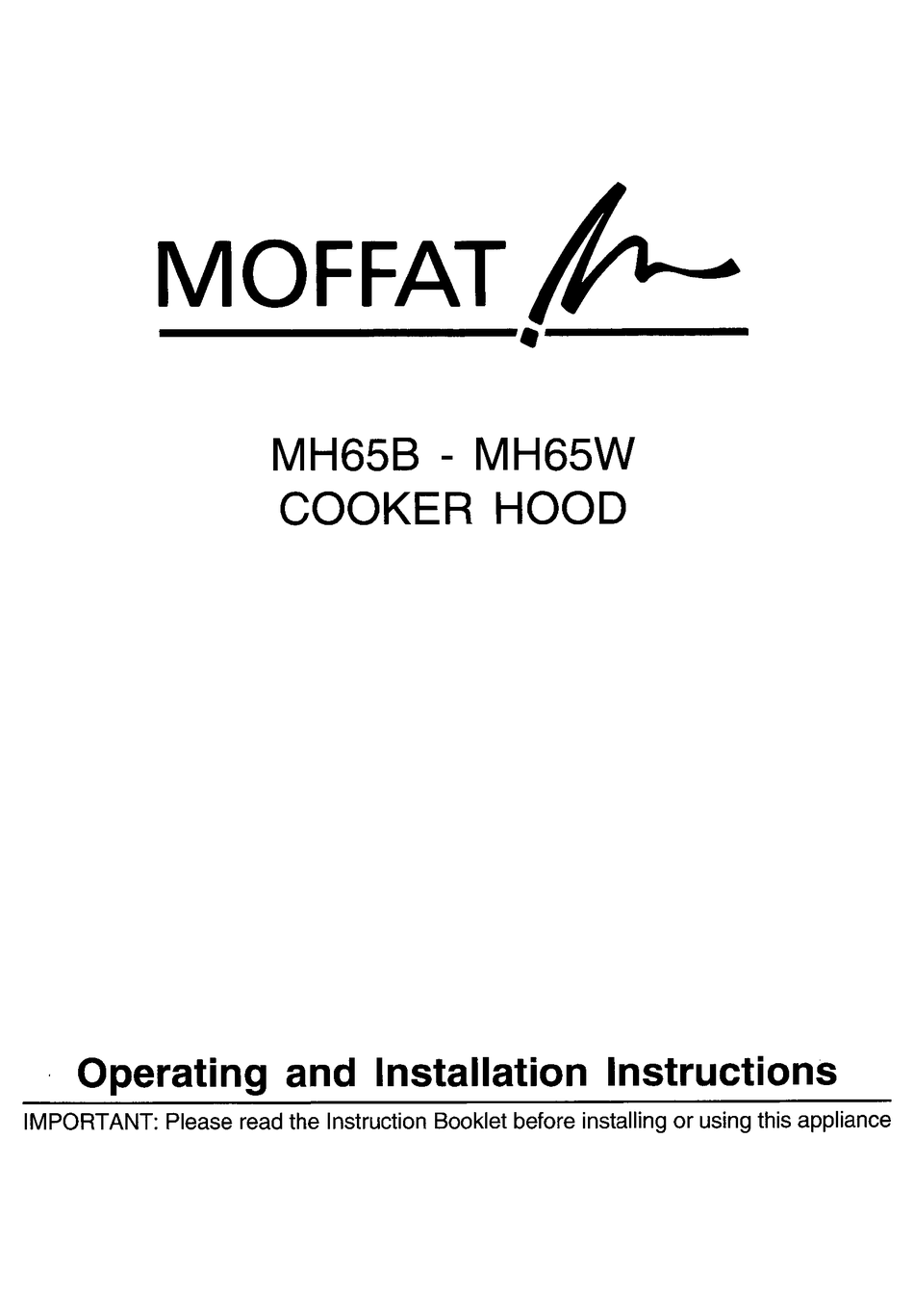 MOFFAT MH65W OPERATING AND INSTALLATION INSTRUCTIONS Pdf Download