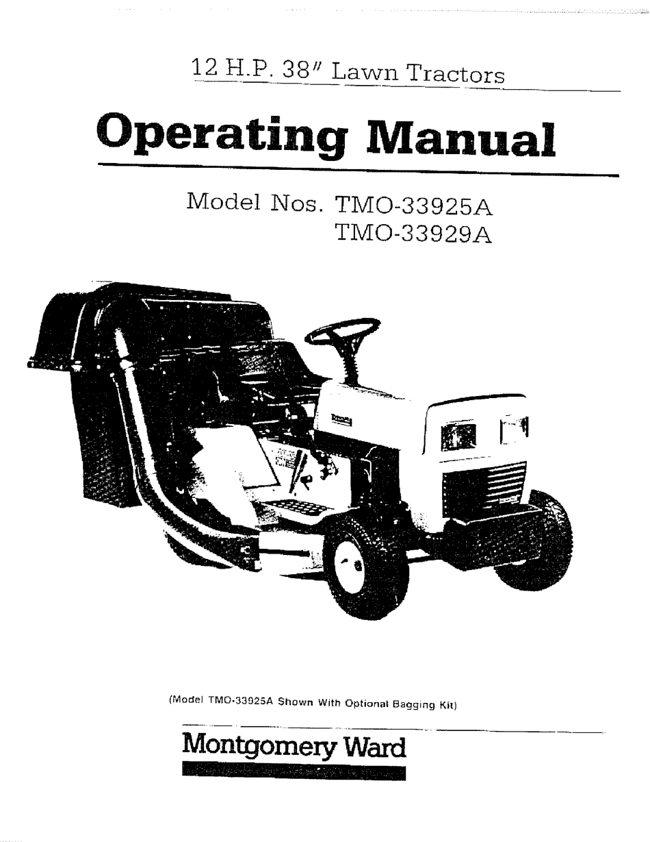 Montgomery Ward  Lawn Tractor Operating Manual TMO-3310001 thru TMO-3510003 