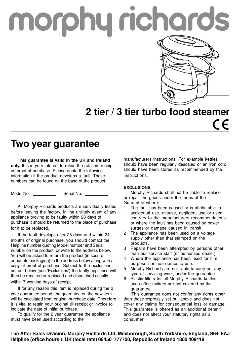 MORPHY RICHARDS ELECTRIC STEAMER USER MANUAL Pdf Download ManualsLib