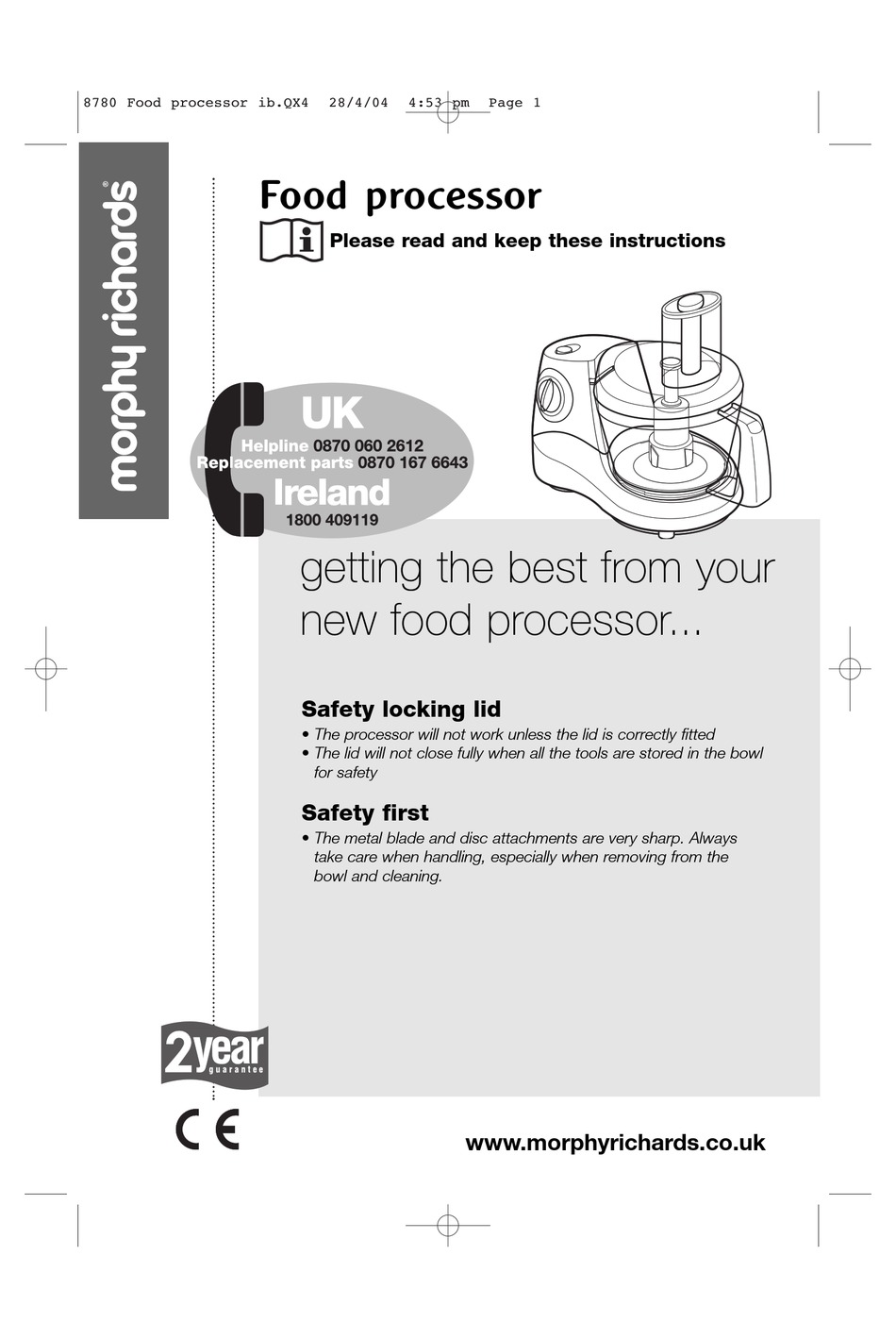 MORPHY RICHARDS 8780 USER MANUAL Pdf Download ManualsLib