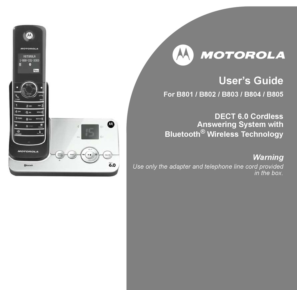 MOTOROLA B801 USER MANUAL Pdf Download | ManualsLib