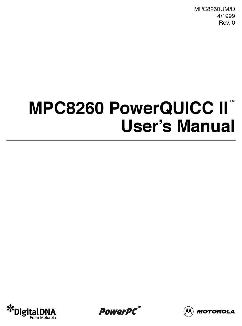 MOTOROLA MPC8260 POWERQUICC II USER MANUAL Pdf Download | ManualsLib