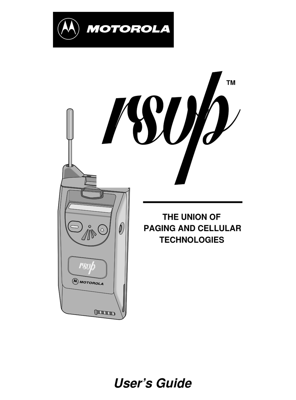 MOTOROLA RSVP RSVP NUMERIC DISPLAY PAGER FOR MICROTAC CELL PHONES USER MANUAL Pdf Download MOTOROLA RSVP RSVP NUMERIC DISPLAY PAGER FOR MICROTAC CELL PHONES USER MANUAL Pdf Download