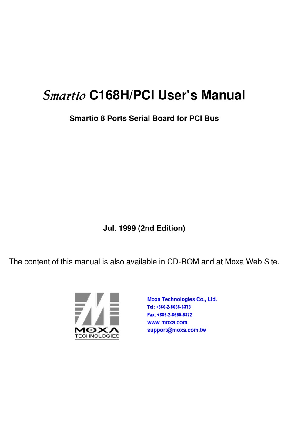 MOXA TECHNOLOGIES MOXA SMARTIO C168H USER MANUAL Pdf Download | ManualsLib