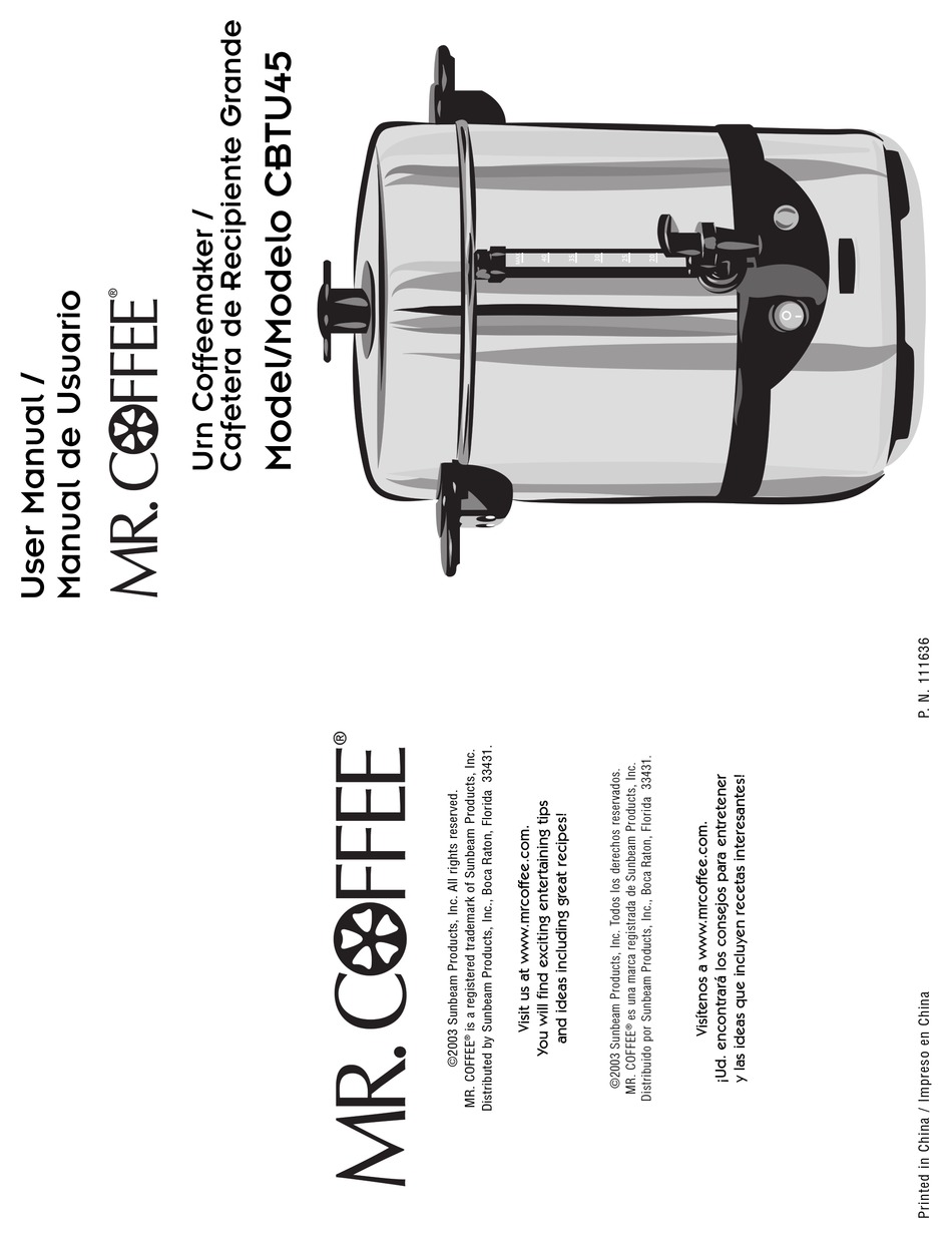 User manual Mr. Coffee 5-Cup (English - 16 pages)