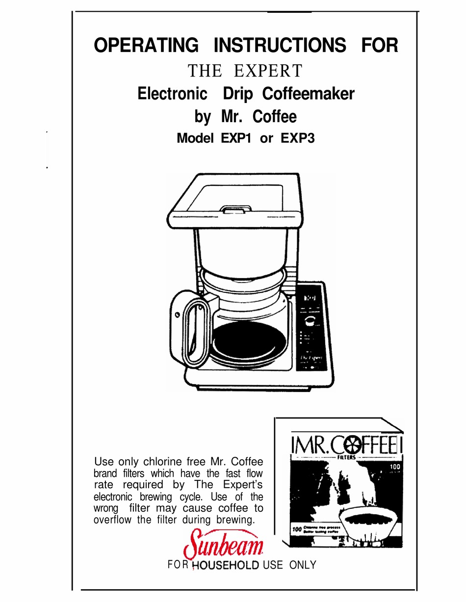 MR. COFFEE EXP1 OR EXP3 OPERATING INSTRUCTIONS MANUAL Pdf