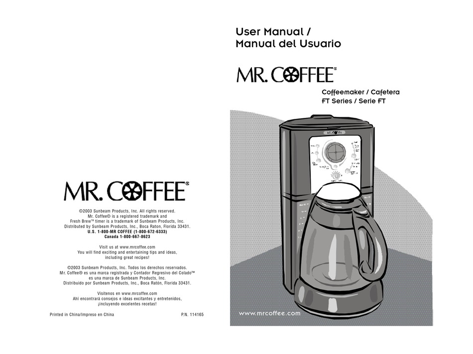 MR. COFFEE FT SERIES USER MANUAL Pdf Download | ManualsLib