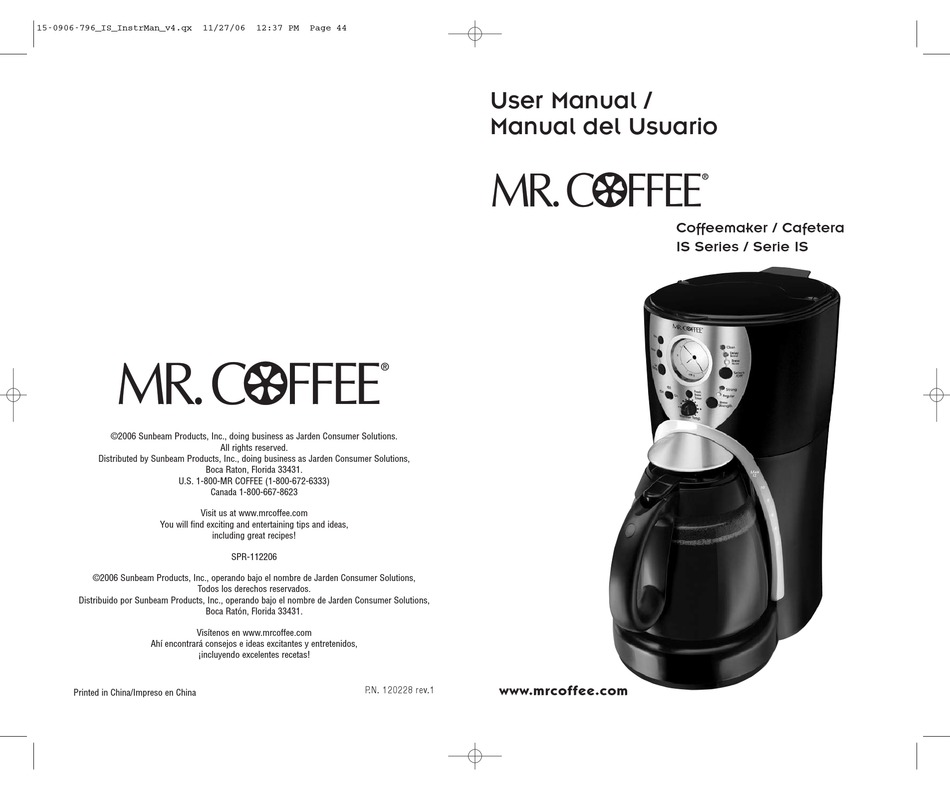 User manual Mr. Coffee Café Barista (English - 20 pages)