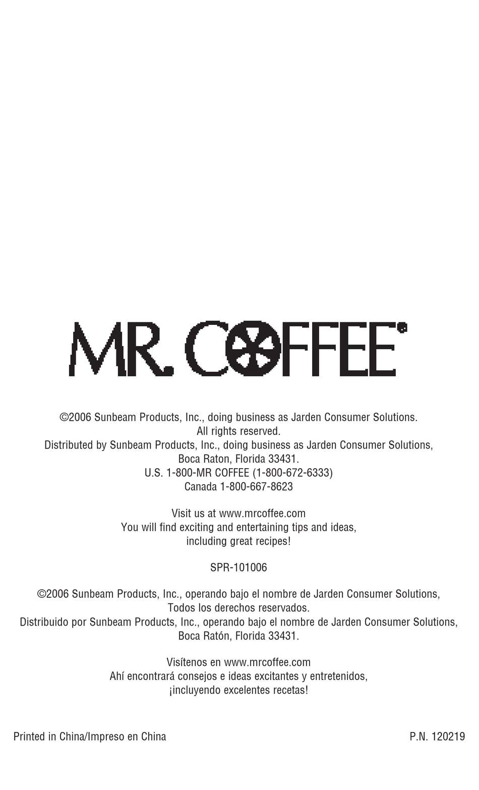 MR. COFFEE MRX35 USER MANUAL Pdf Download ManualsLib