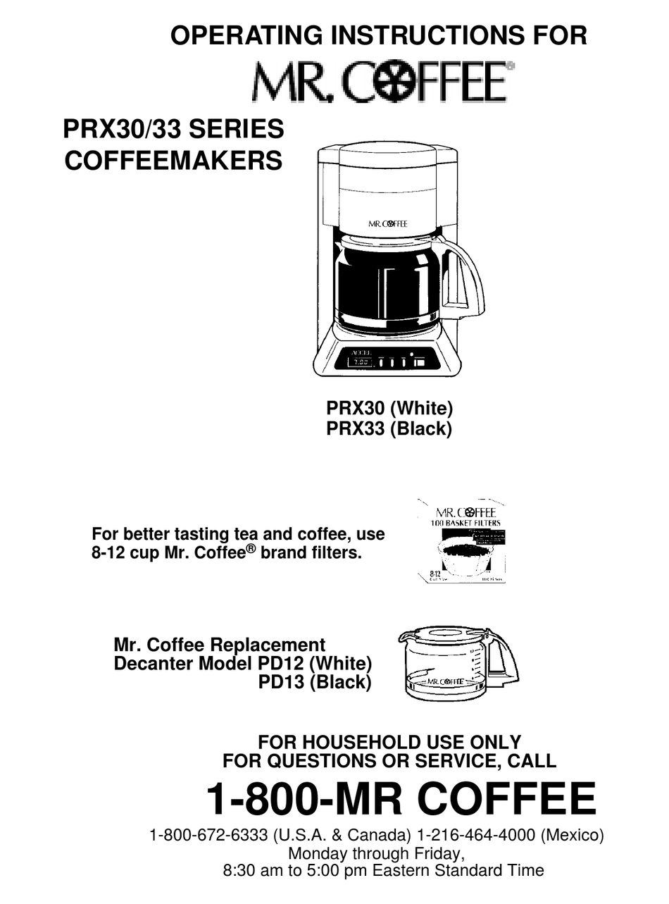 mr-coffee-prx30-operating-instructions-manual-pdf-download-manualslib