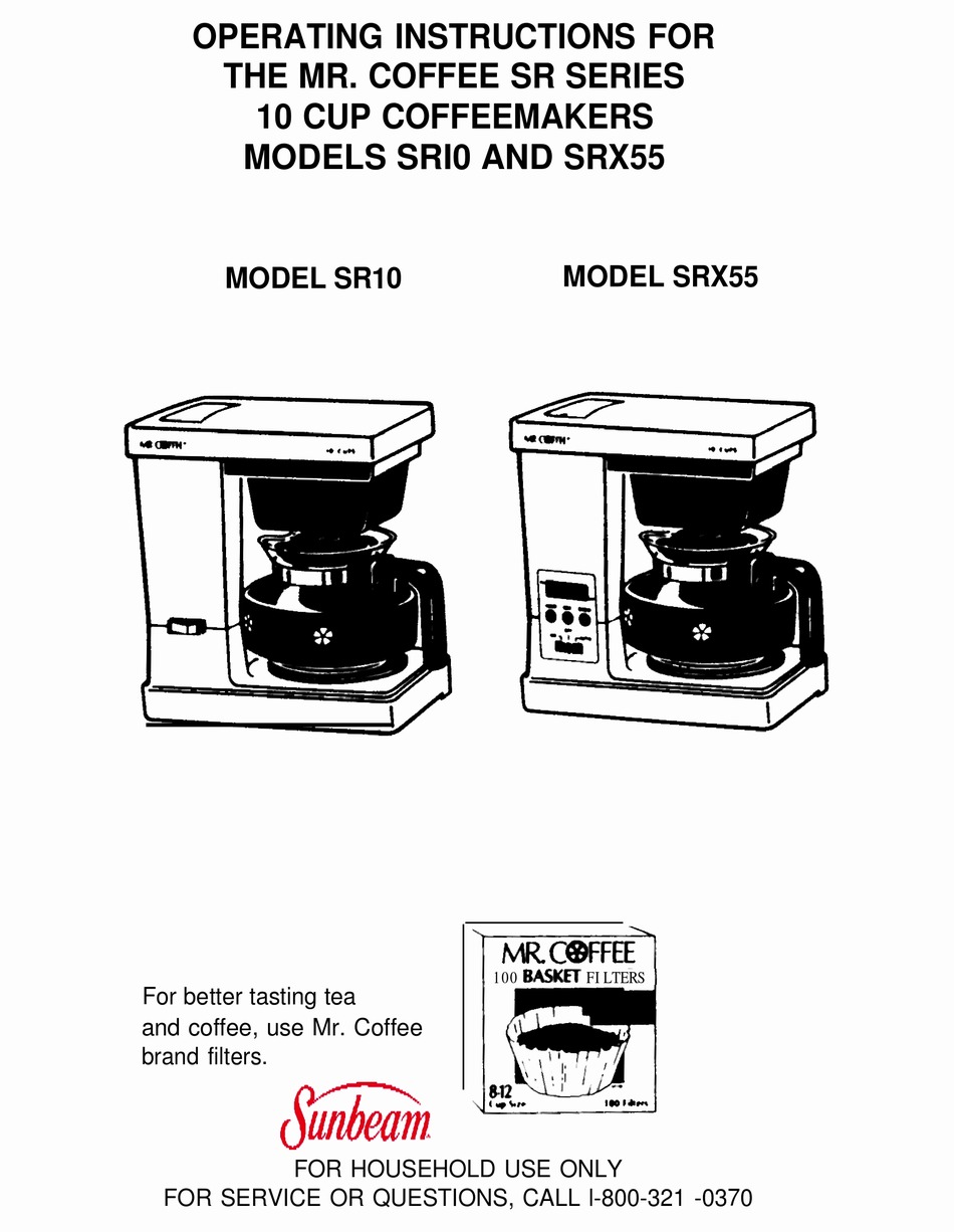 MR. COFFEE SR10 OPERATING INSTRUCTIONS MANUAL Pdf Download