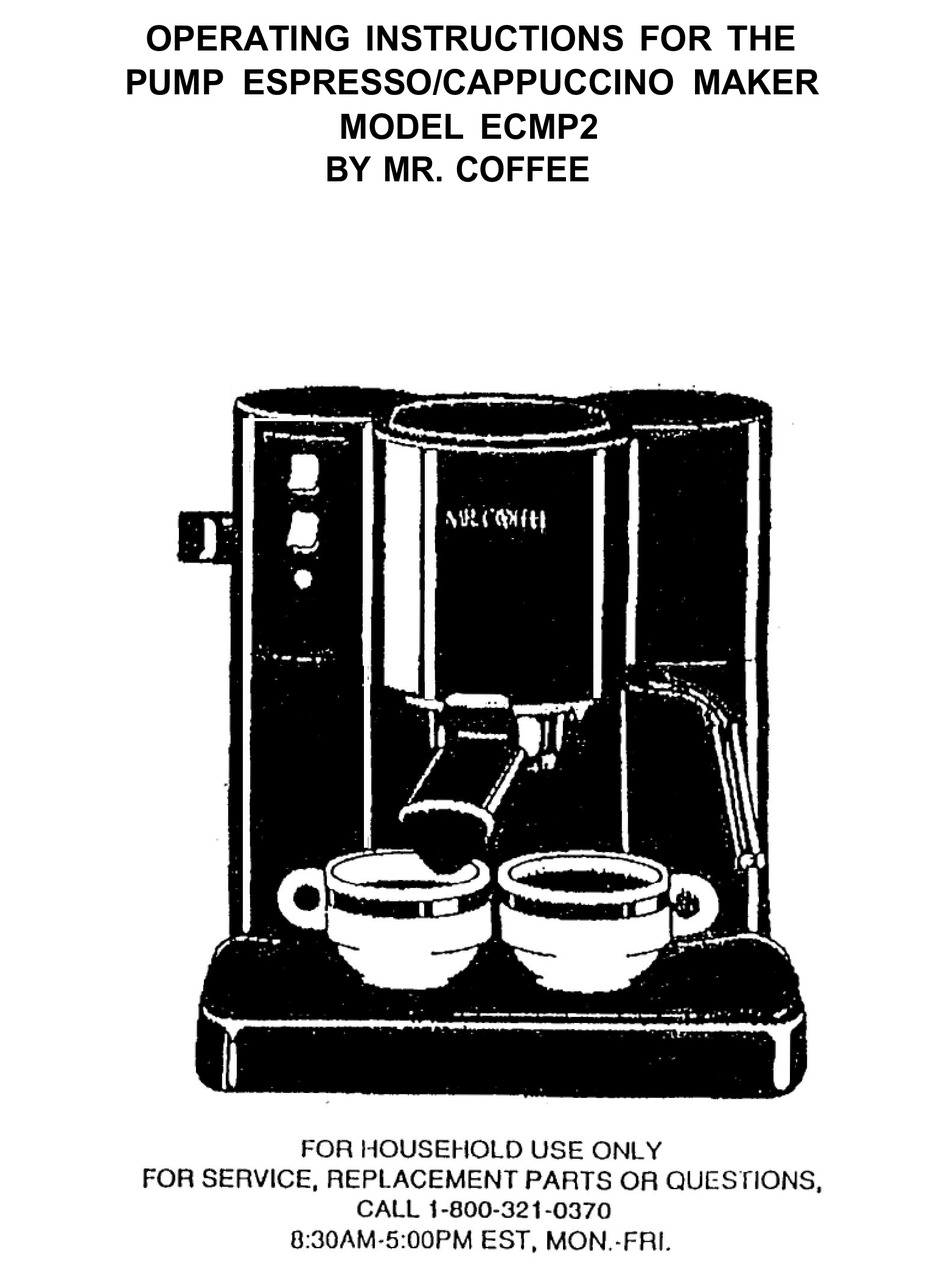 User manual Mr. Coffee Café Barista (English - 20 pages)