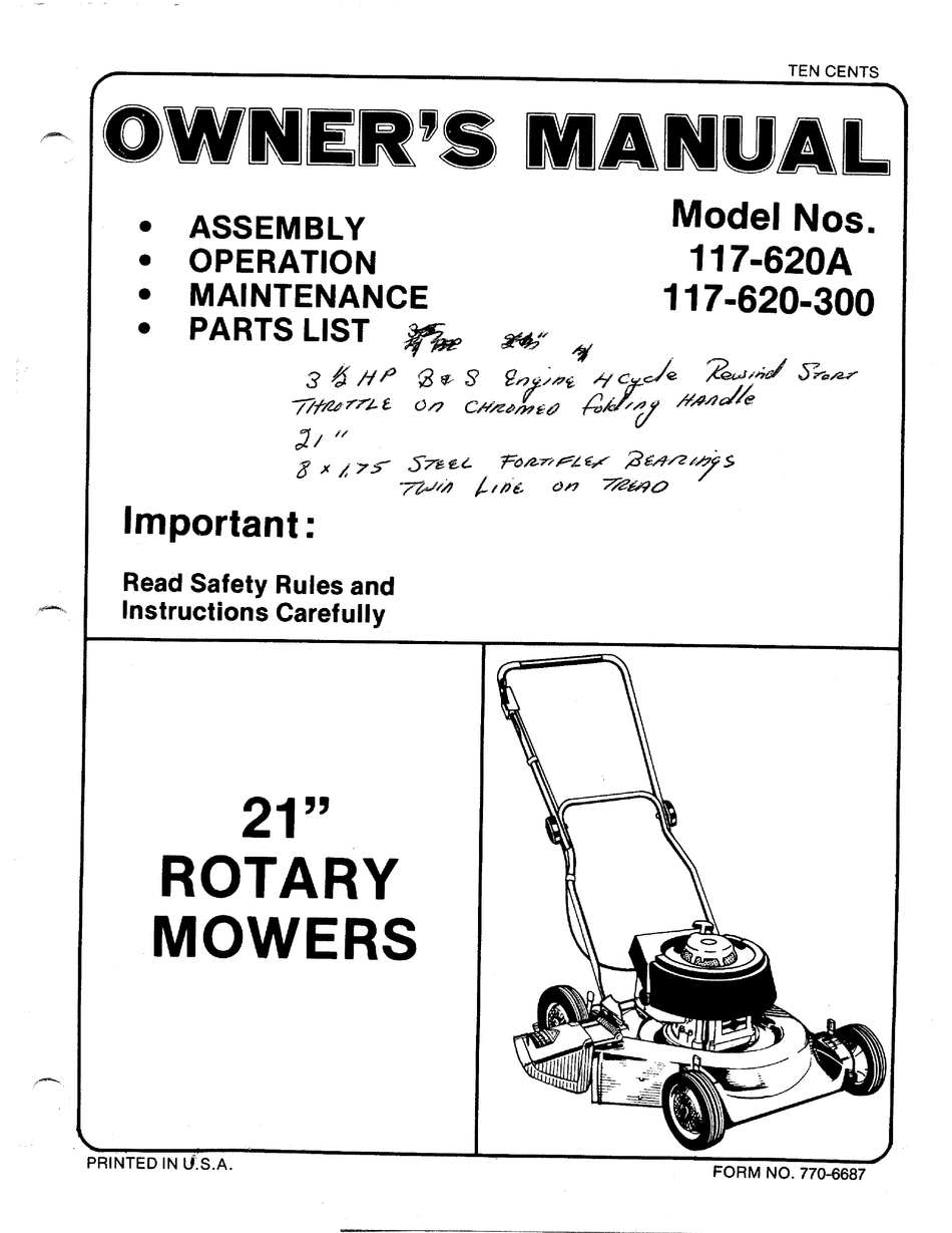 MTD 117-620-300 OWNER'S MANUAL Pdf Download | ManualsLib