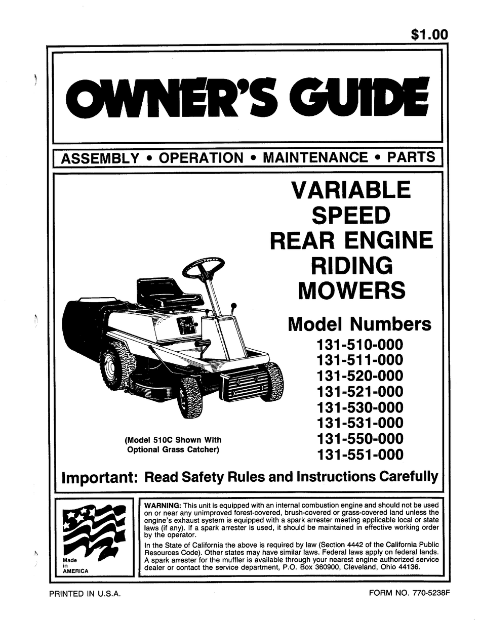 MTD 131-510-000 OWNER'S MANUAL Pdf Download | ManualsLib