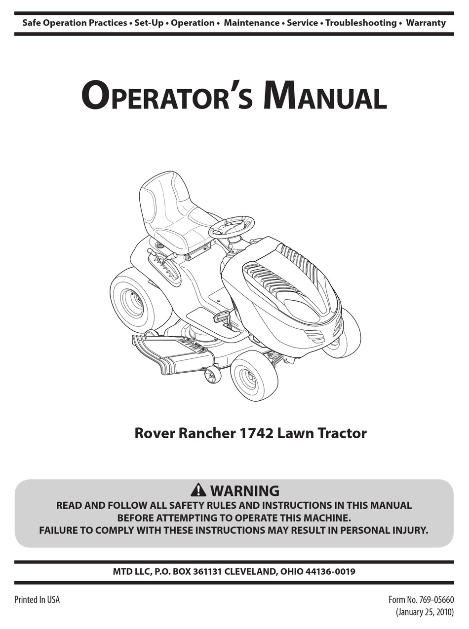 Rover Rancher 28166-28167-28151 Ride-on Mower 16 page Owners Manual CD PDF DISC 