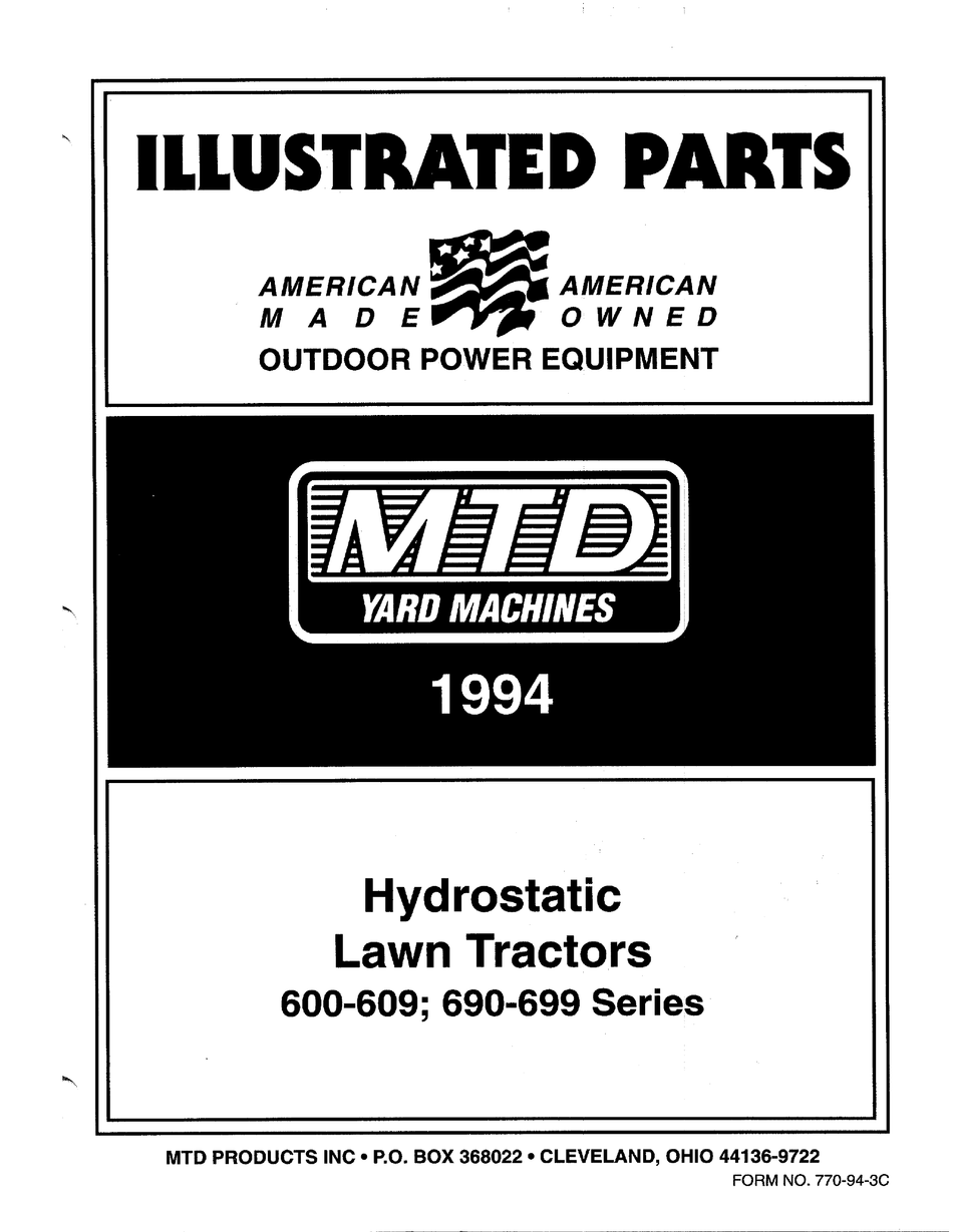 YARD MACHINES 600-609 ILLUSTRATED PARTS LIST Pdf Download | ManualsLib