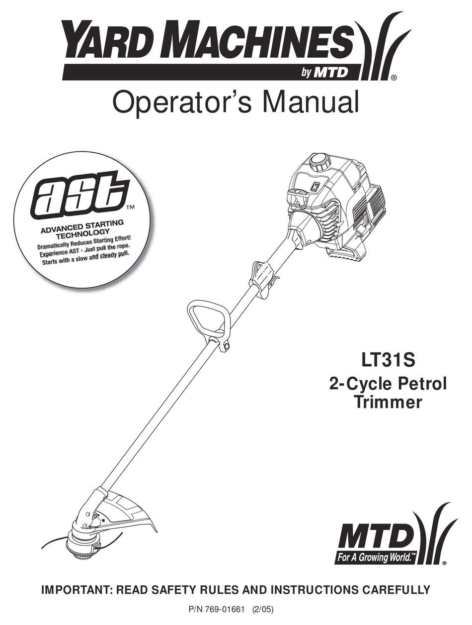 MTD YARD MACHINES LT31S OPERATOR'S MANUAL Pdf Download | ManualsLib