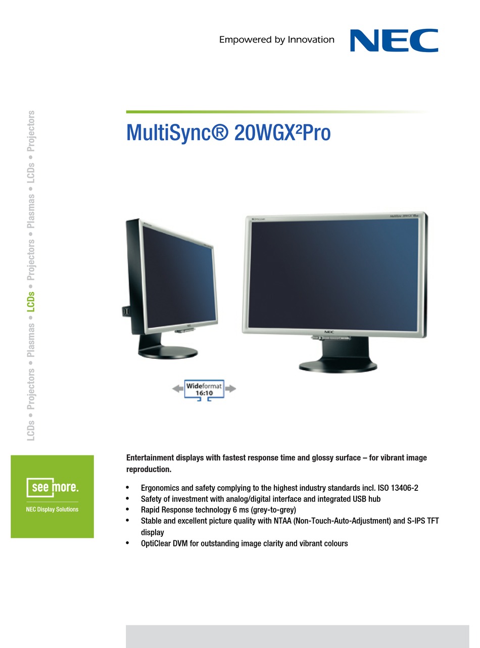 NEC MULTISYNC 20WGX²PRO SPECIFICATIONS 