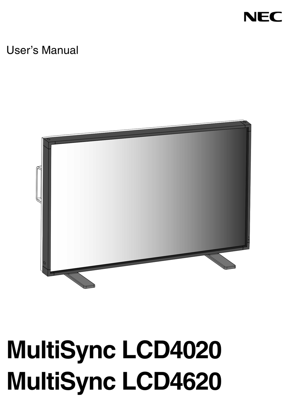 NEC MULTISYNC LCD4020, LCD4620 USER MANUAL Pdf Download | ManualsLib