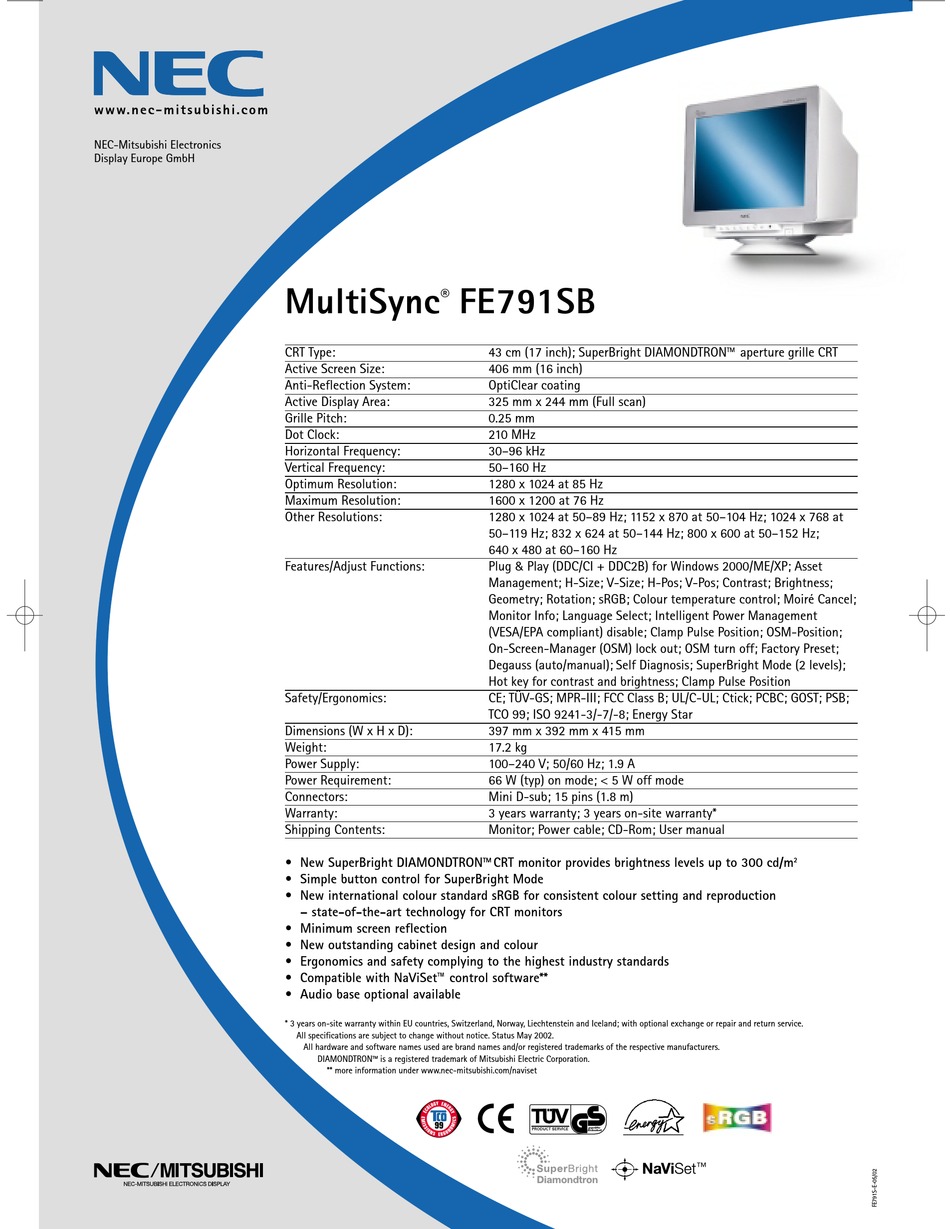 nec multisync fe791sb