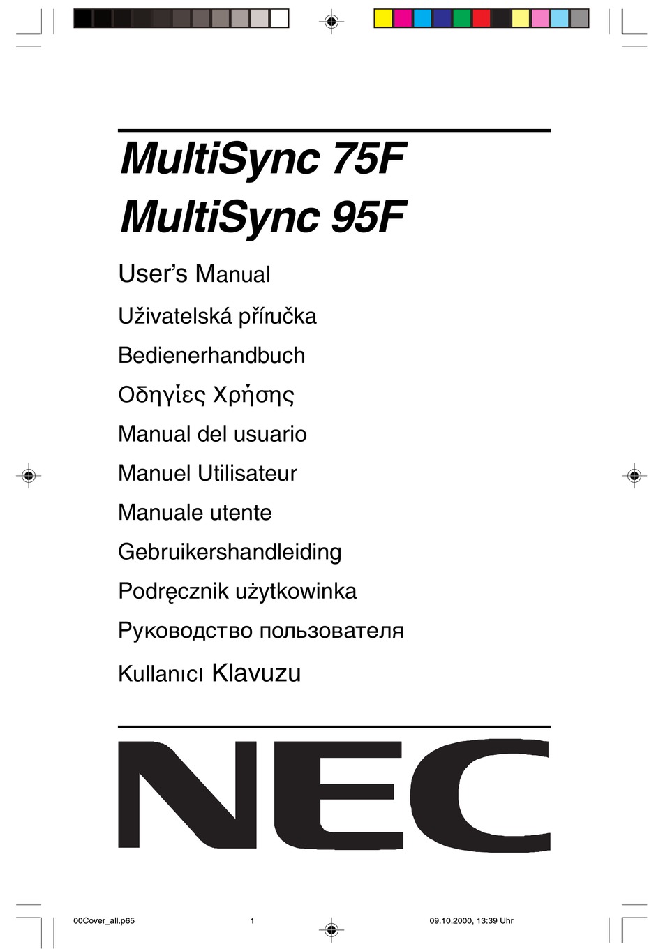 NEC MULTISYNC 95F USER MANUAL Pdf Download | ManualsLib