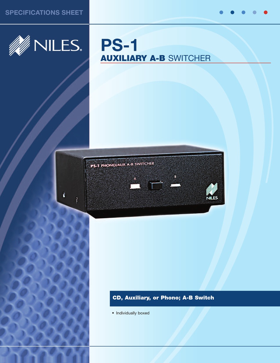 NILES PS-1 SPECIFICATION SHEET Pdf Download | ManualsLib