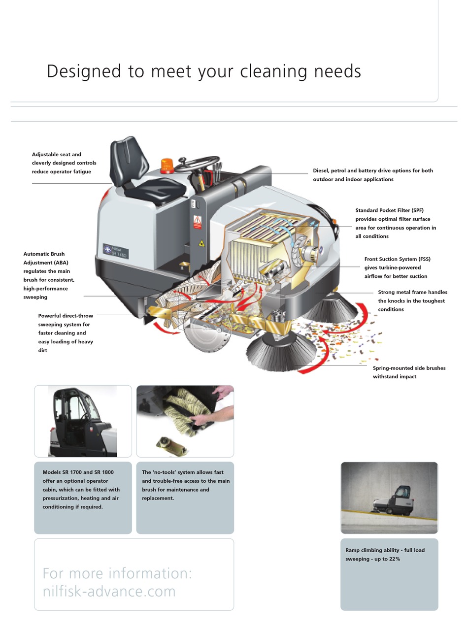 Nilfisk Advance Sr S D Specification Sheet Pdf Download Manualslib