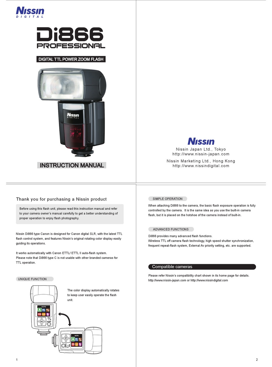 NISSIN DI866 INSTRUCTION MANUAL Pdf Download | ManualsLib