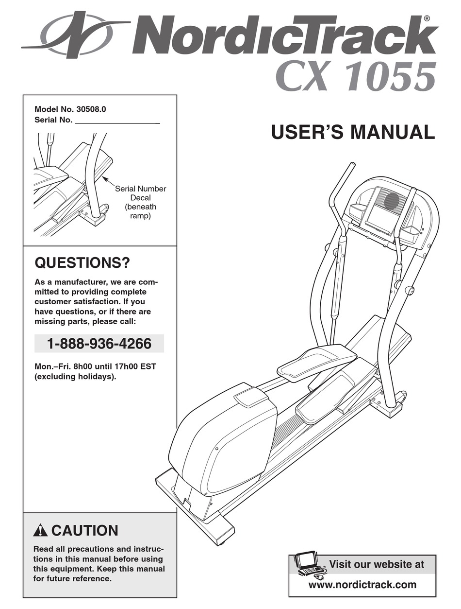 Nordictrack Cx 1055 Elliptical Exerciser 30508 0 User Manual Pdf Download Manualslib
