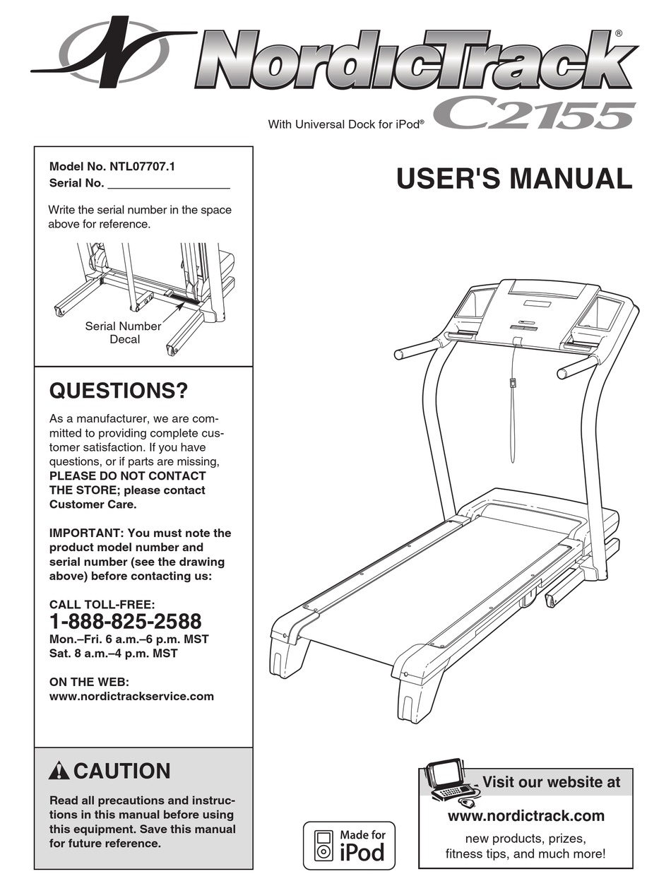 NORDICTRACK TREADMILL NTL07707.1 USER MANUAL Pdf Download ManualsLib